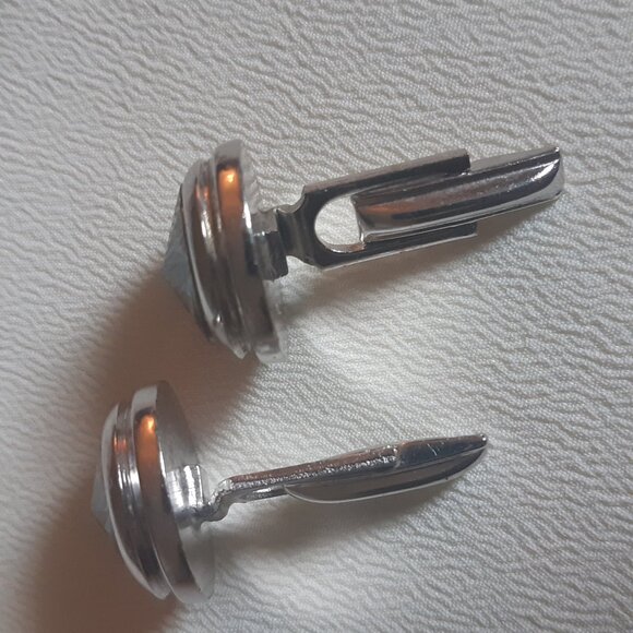 ⚡️BUY 3 for $55⚡️ Vintage Blue Rivoli Glass Silver Tone 1/2 Inch Cuff Links - Picture 5 of 10